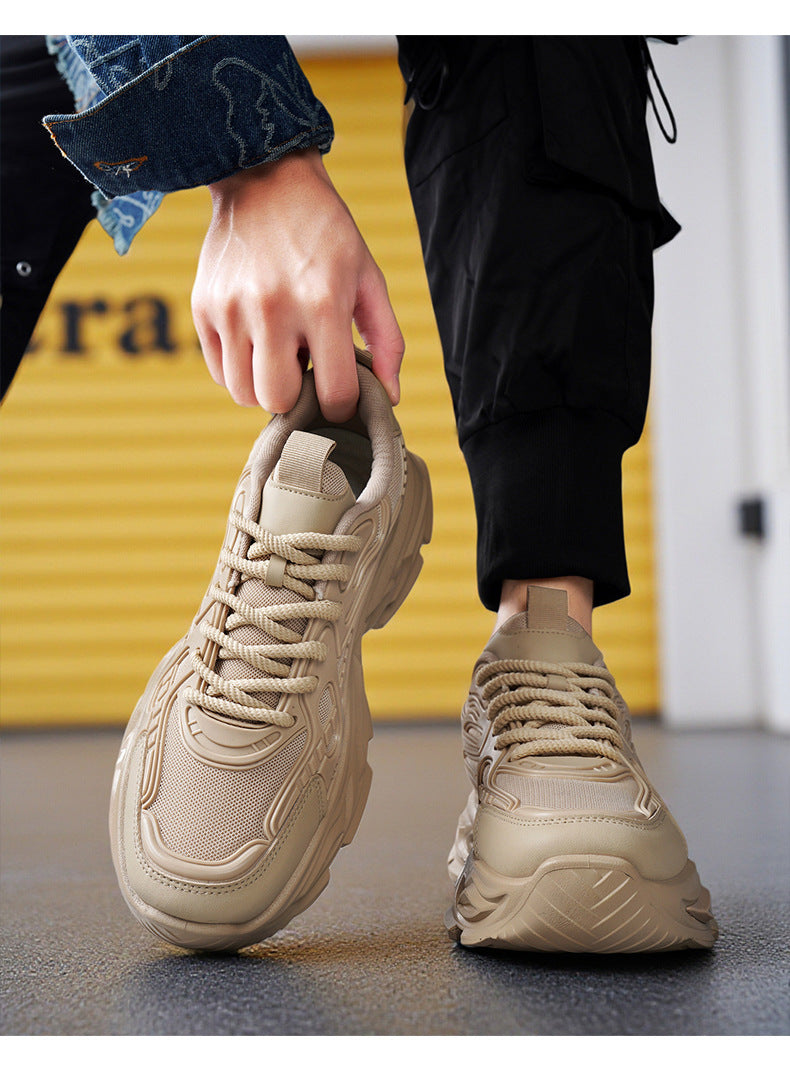 Men's shoes 2026 spring new fashion chunky sole dad shoes men's breathable lightweight running sports casual trendy shoes