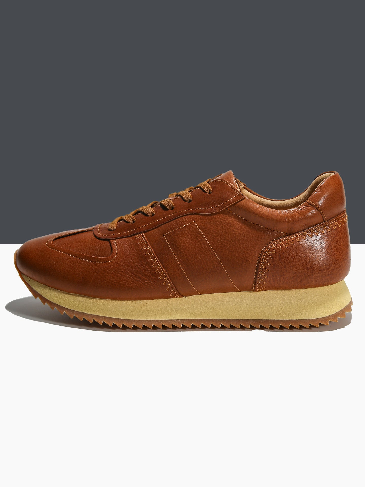 Grandmaster brown european station men's shoes autumretrocasual shoes thick sole british style classyeasiest for match genuine leather agar shoes