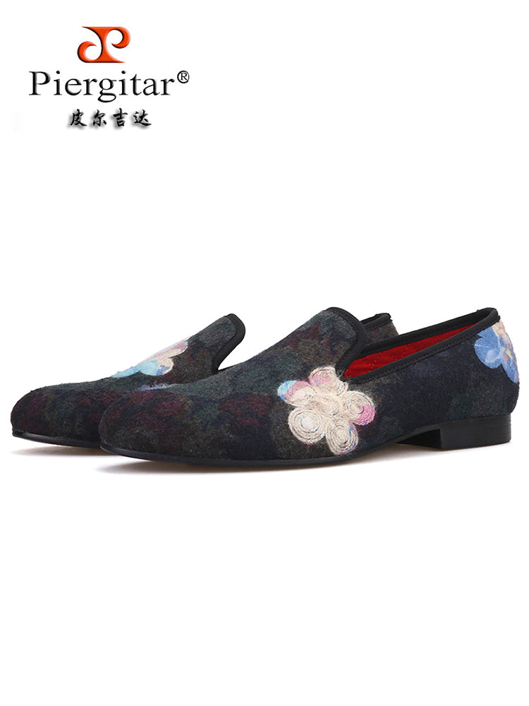 New autumn and winter hand-knitted cotton men's loafers European and American British ethnic mix and match trendy low-top shoes
