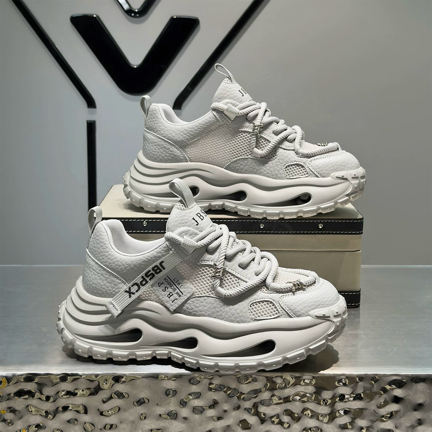 Men's Height-Increasing Platform Breathable Mesh Trendy Chunky Dad Sneakers Summer