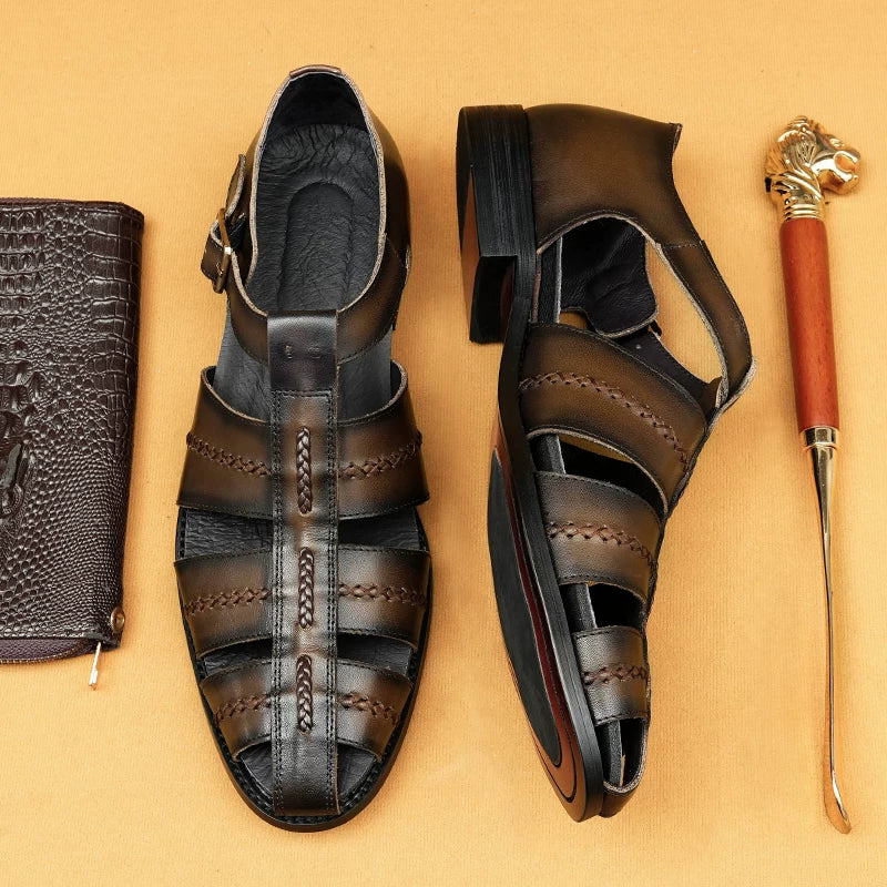 Men's Genuine Leather Sandals, Breathable