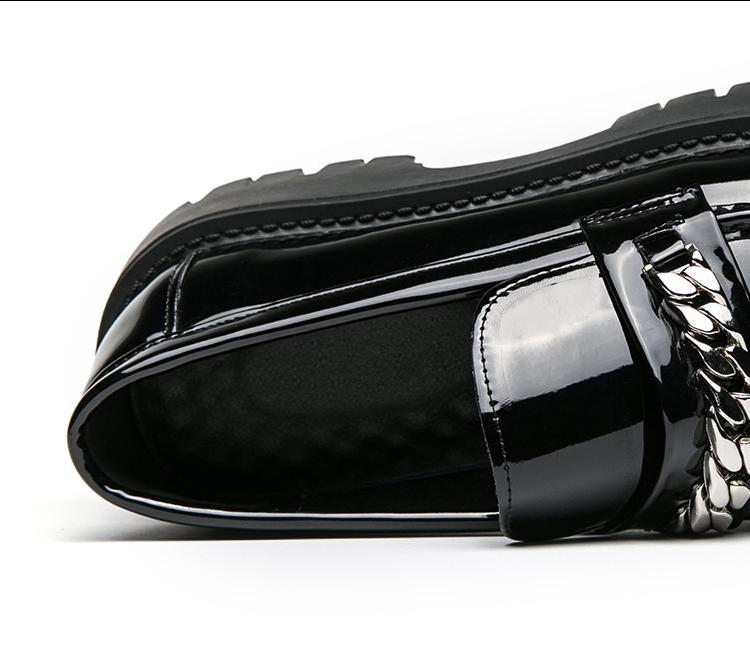 Men's Patent Leather Platform Loafers - Trendy Thick Heel 8