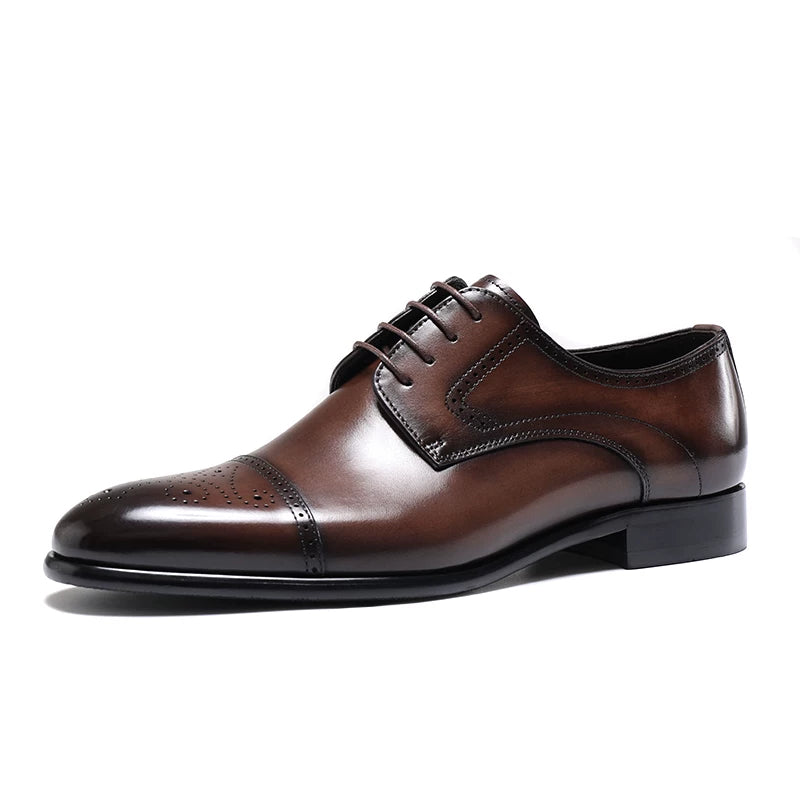 Men's Genuine Leather Derby Shoes, British Style, Business