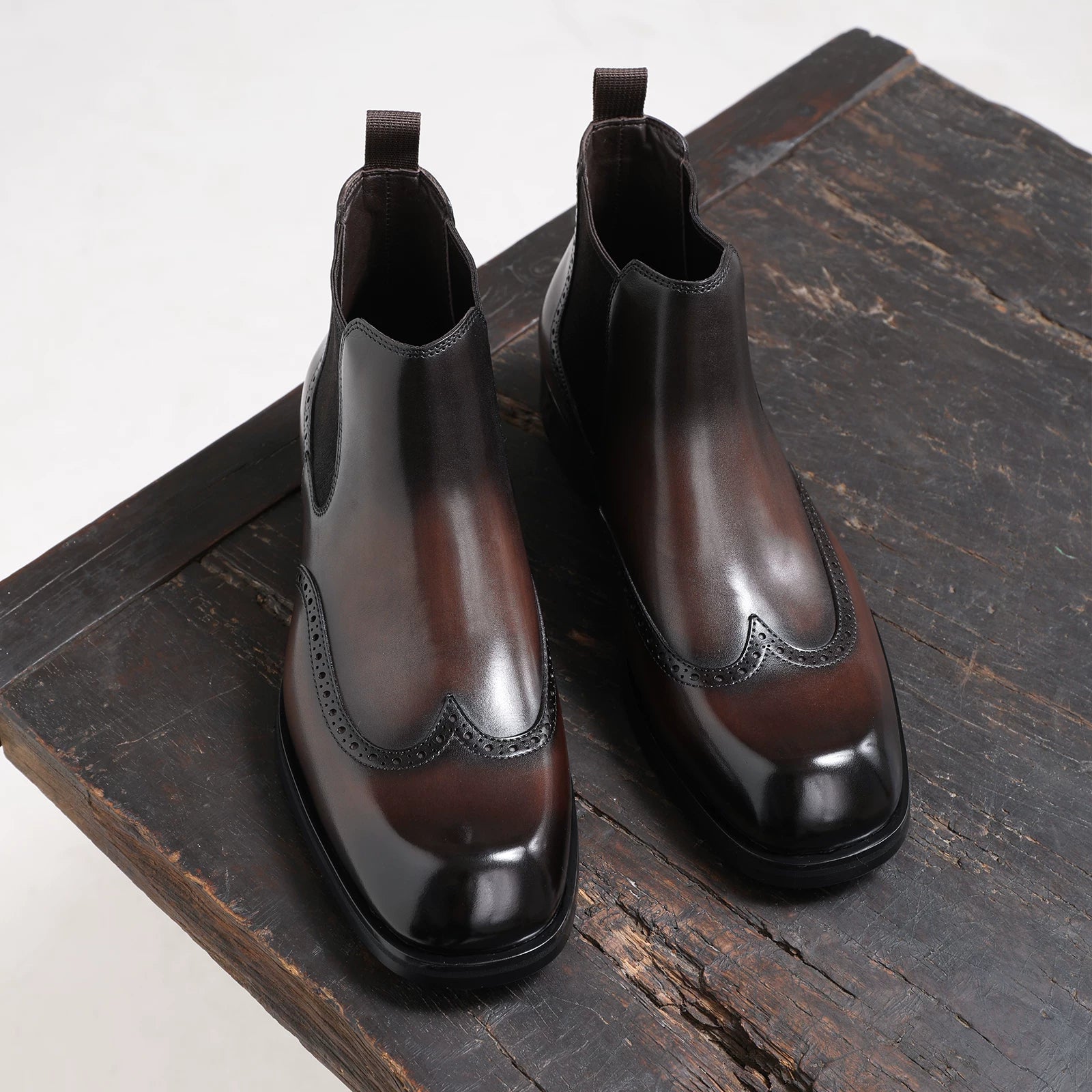 Men's Genuine Leather Martin Boots, Handmade, Square Toe