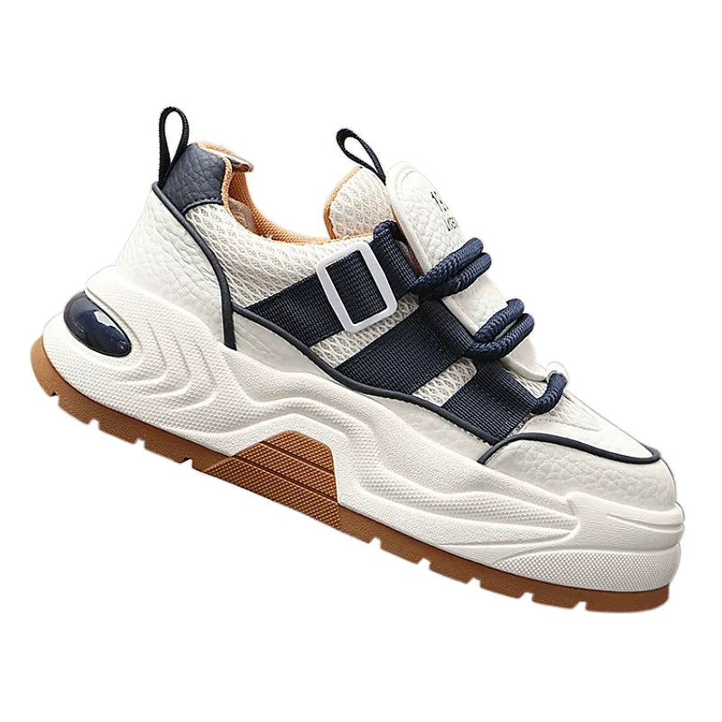 Men's New Height-Increasing Platform Lace-Up Korean Style Color-Block Dad Shoes