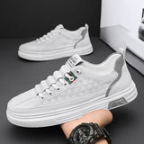 Men's Casual Leather Shoes - Breathable White Non-Slip