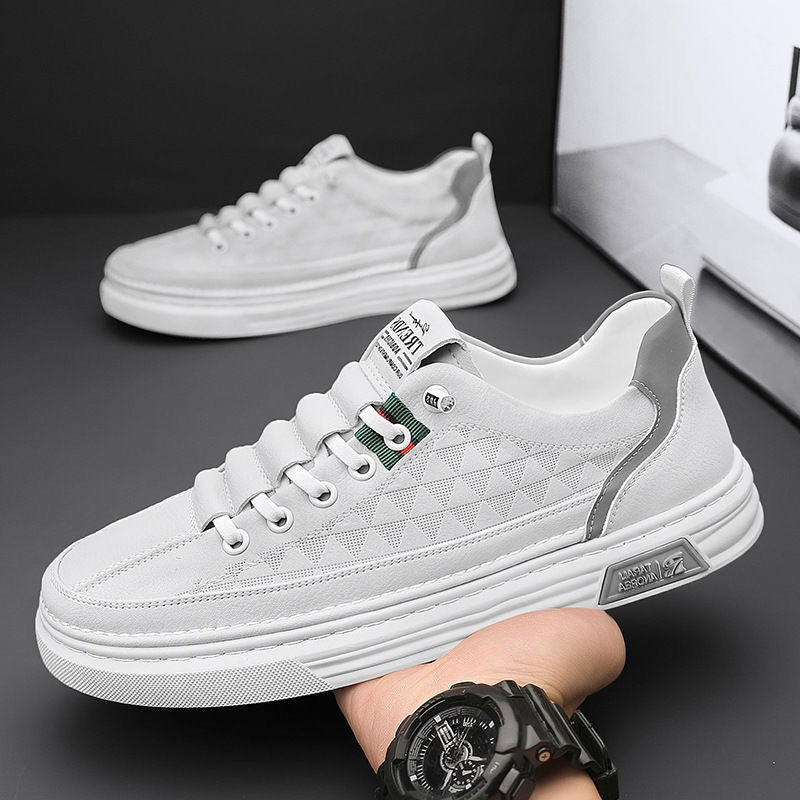 Men's Casual Leather Shoes - Breathable White Non-Slip