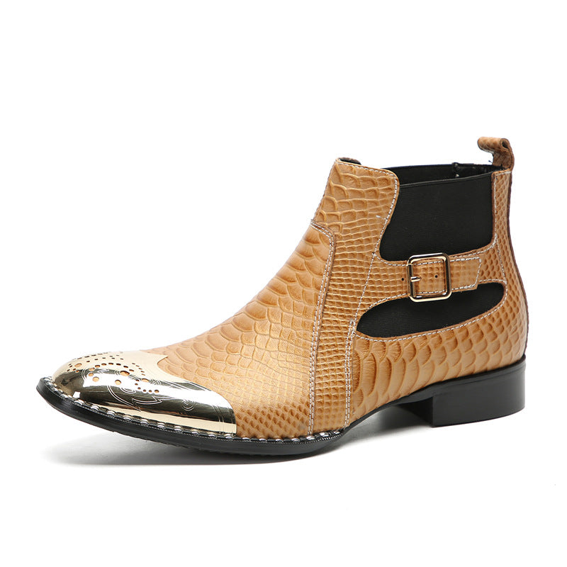 New autumn and winter comfortable cowhide men's shoes Chelsea boots low-cut British style short boots flat-soled Korean style Japanese-style foreign trade shoes