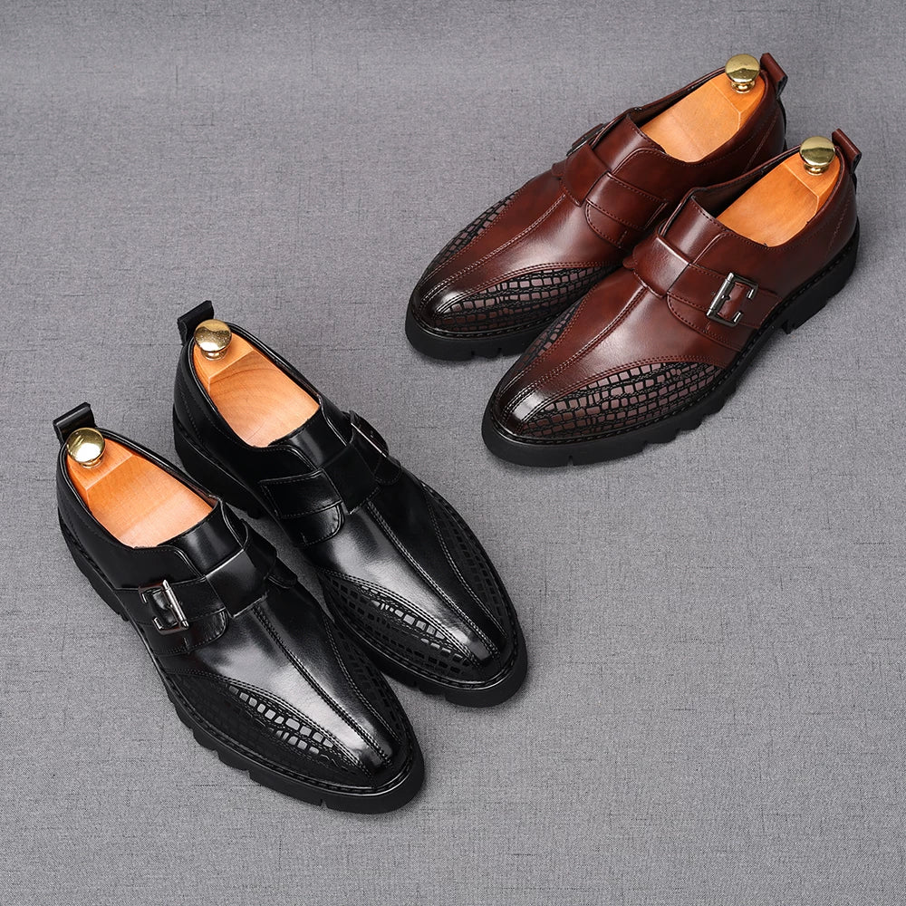 Men's Brown Loafers, Height Increasing, Thick Sole