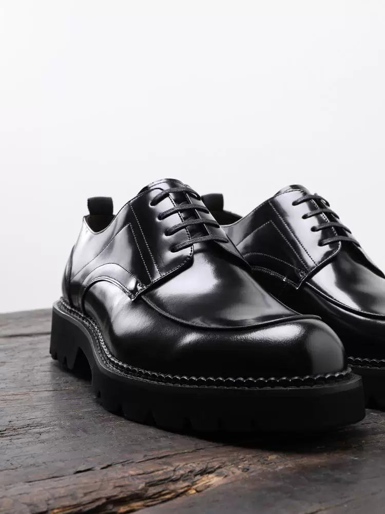 Men's Genuine Leather Derby Shoes, Height Increasing, Thick Sole