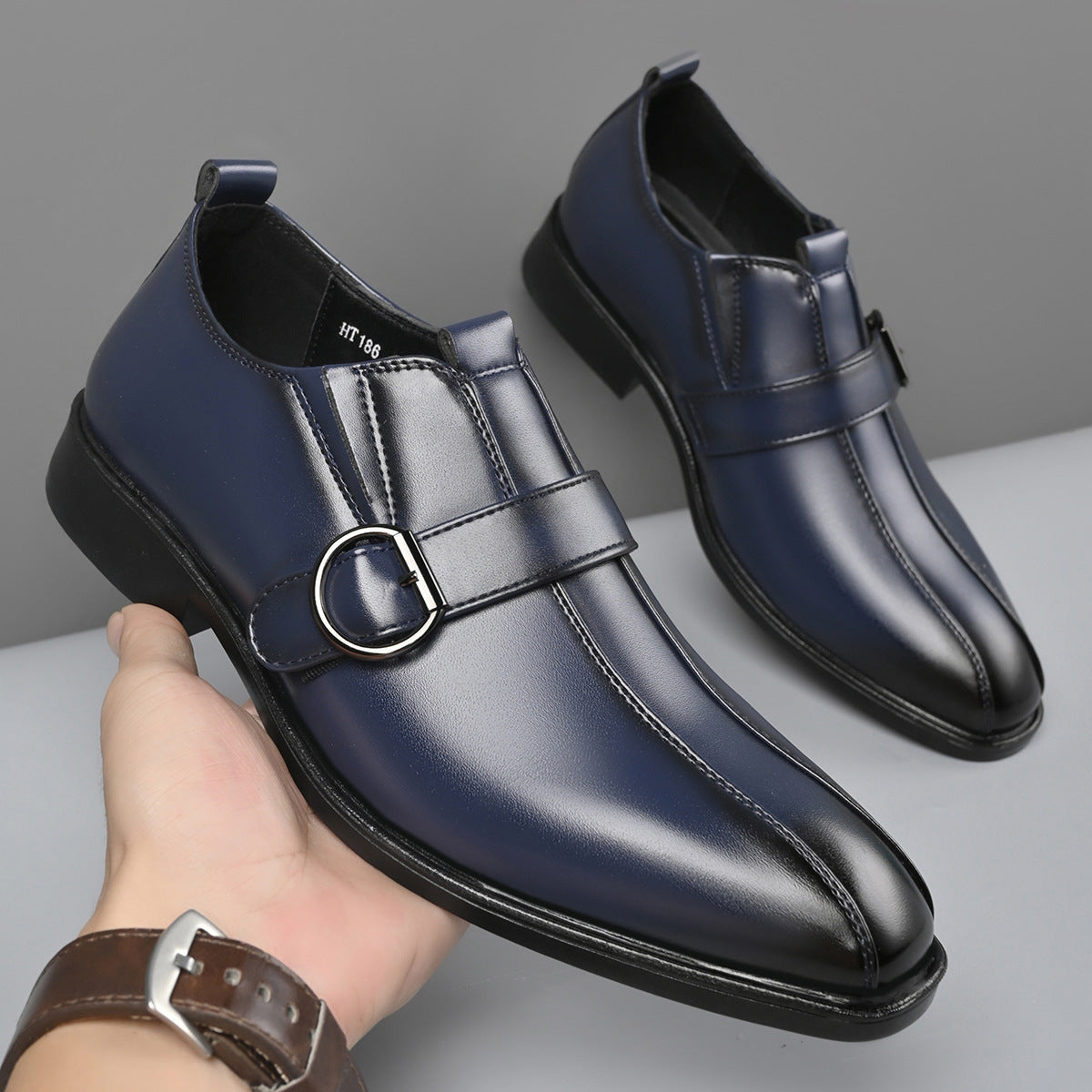 Cross-border e-commerce 2026 autumn new men's business british style pointed toe leather shoes, slip 11