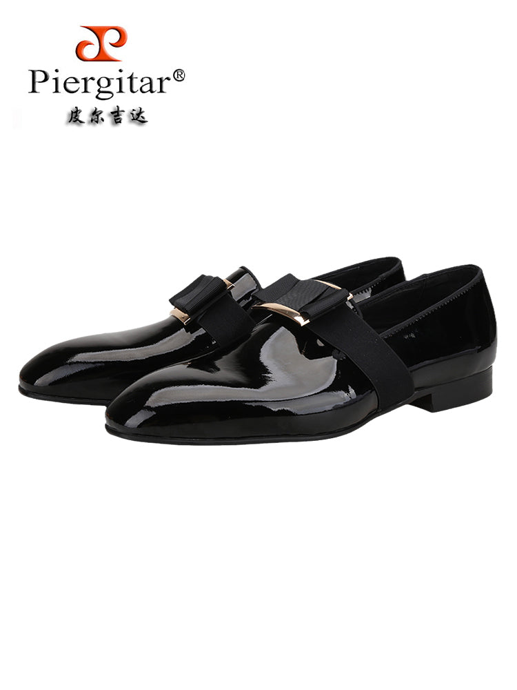 Pilgida patent leather velvet splicing men's lace-up formal shoes are exported to Europe and the United States wedding parties red-soled derby shoes