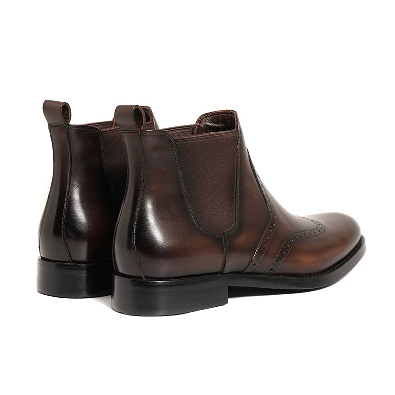 Men's Genuine Leather Chelsea Boots, Handmade, Pointed Toe