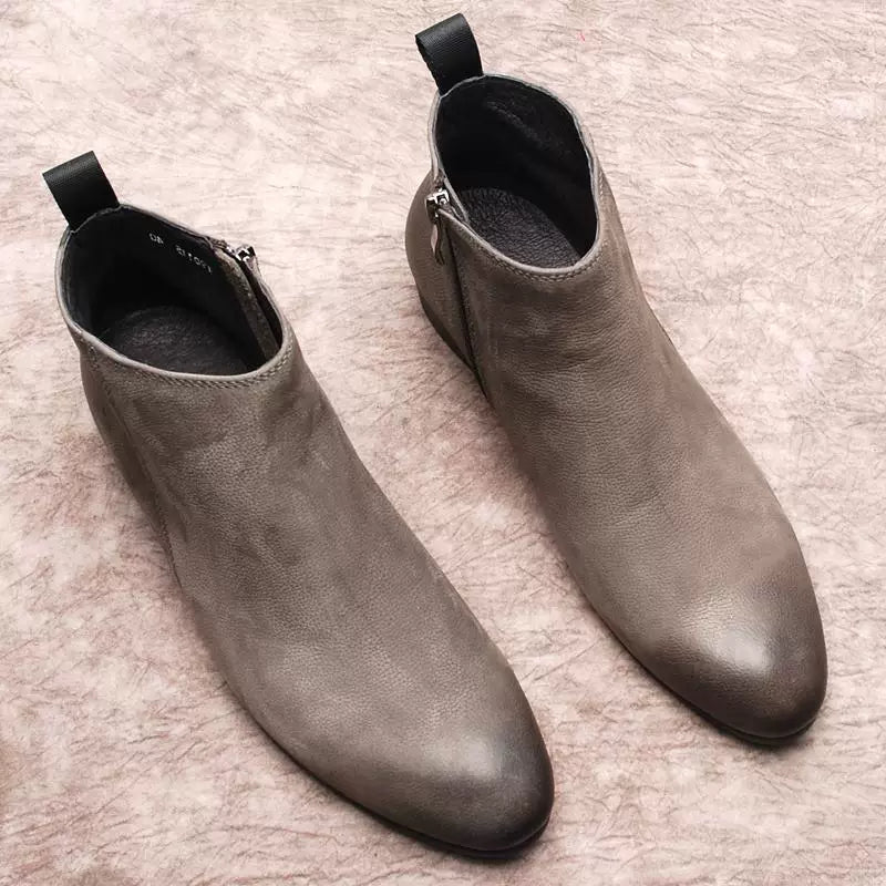 Men's Genuine Leather Martin Boots, Korean Style, Vintage