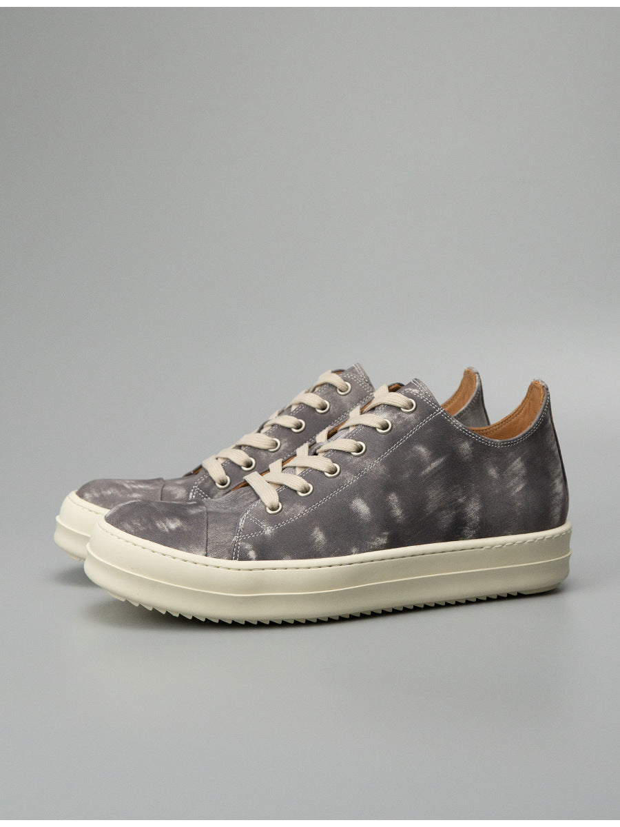 Luochenxing european station retro style trendy versatile genuine leather high-end fashion sneakers athletic casual low-top leather skate shoes