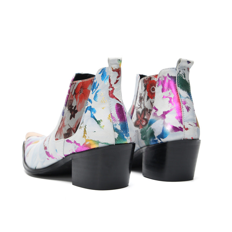 Men's fashion printed high-top men's shoes Martin boots leather boots autumn and winter new casual trendy boots foreign trade men's leather shoes