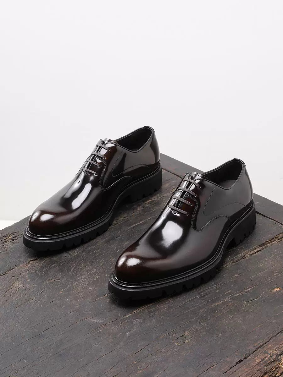 Men's Genuine Leather Oxford Shoes, Height Increasing, Thick Sole