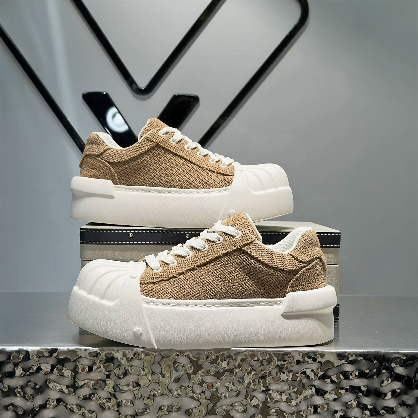 Men's Hidden-Wedge Breathable Mesh Shell-Toe Lightweight Skate Shoes Spring-Summer New