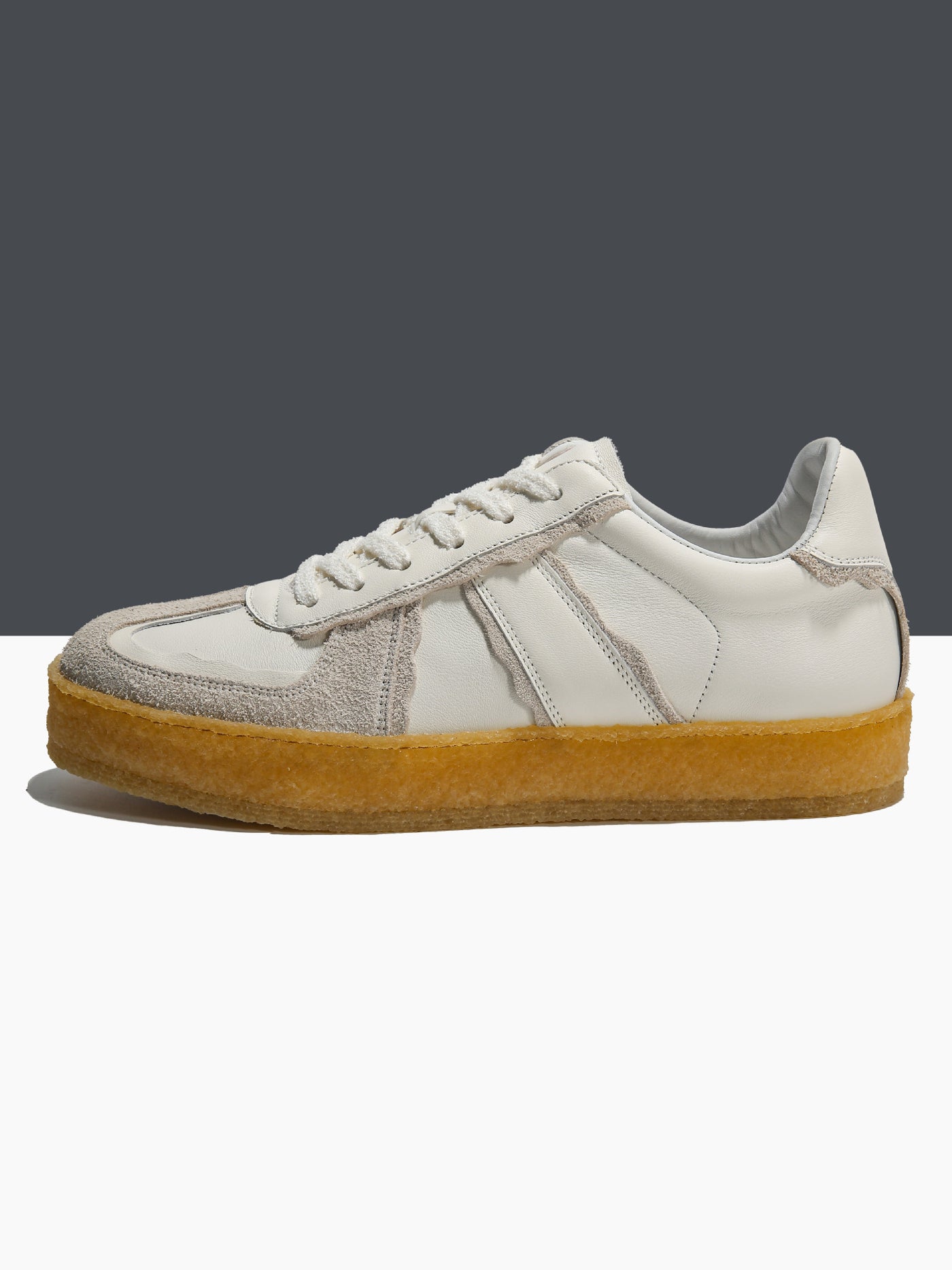 European station 2024 autumn men's fashion sneakers: retro german army trainers, genuine leather, versatile color block design, trendy casual skate shoes 4