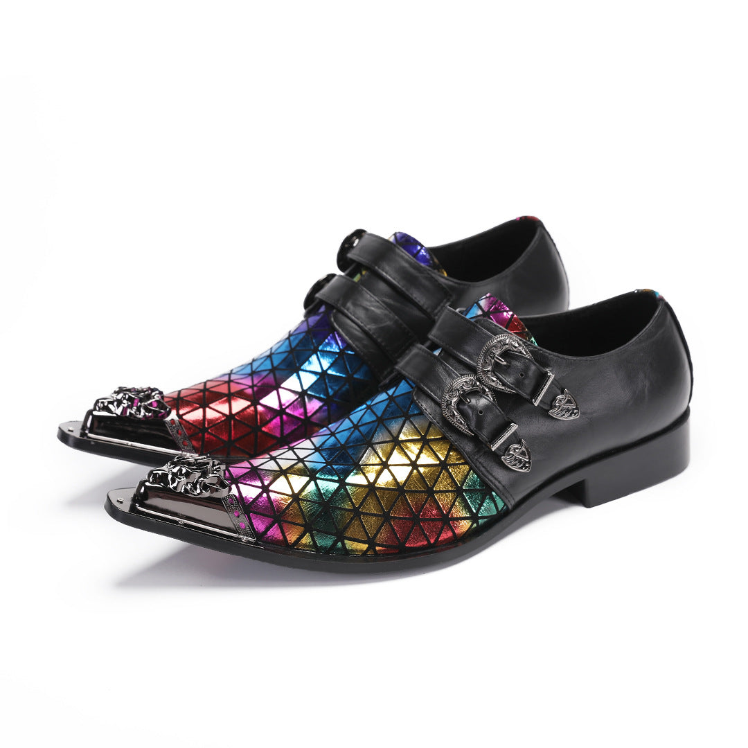 British Brock engraved men's shoes platform height wedding leather men's models bright business dress casual leather shoes men