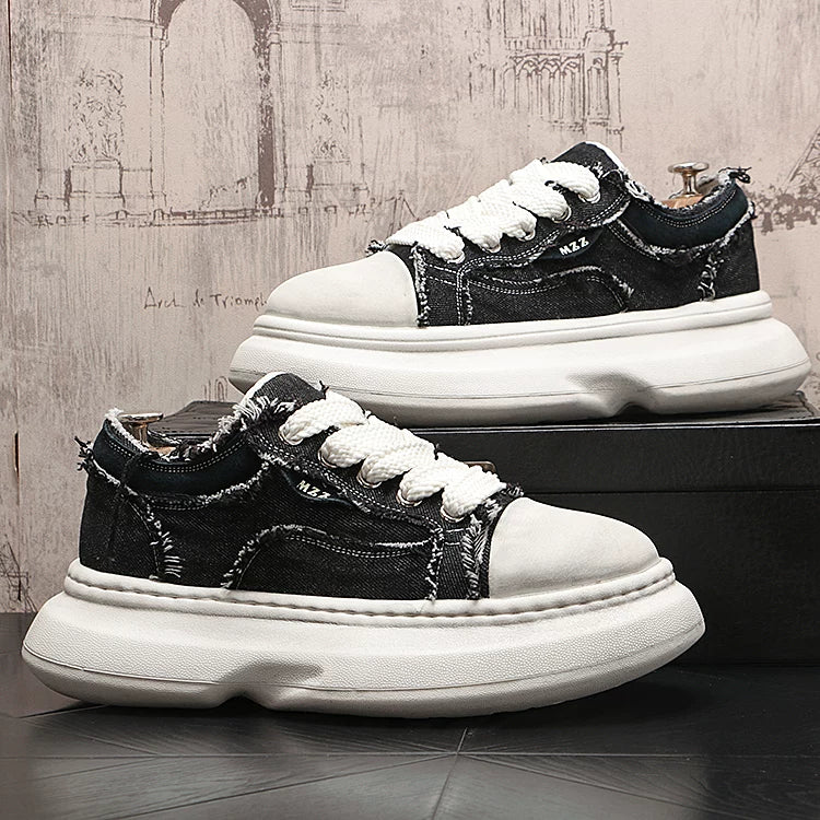 Men's 2026 New Height-Increasing Platform Breathable Canvas Denim Casual Shoes