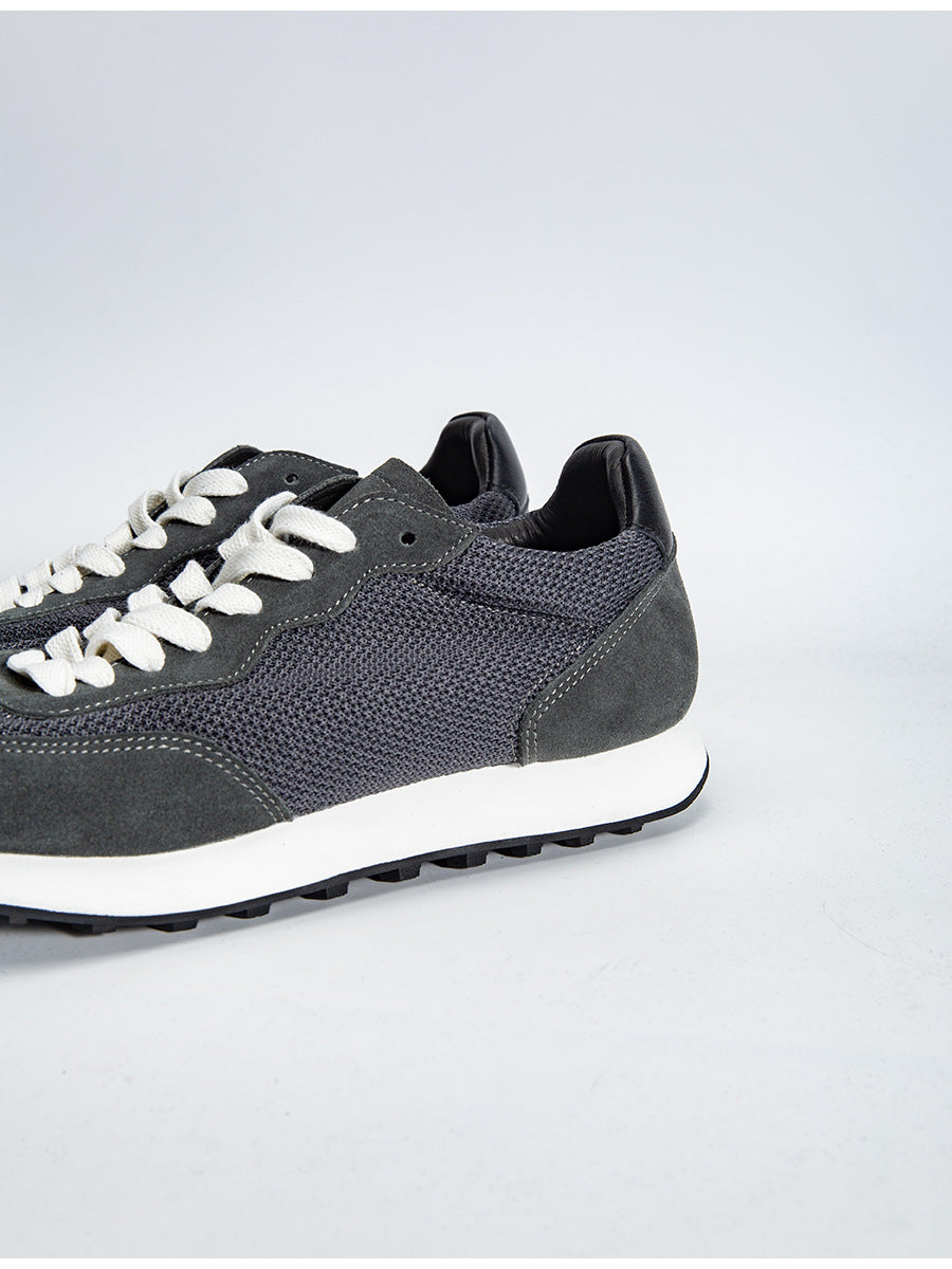 Gray feather argan shoes european station spring and summer new arrival soft breathable leather sports shoes handmade retrocasual board shoes