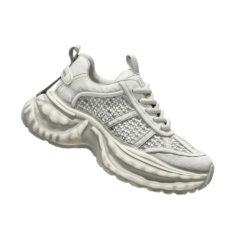 Men's Height-Increasing Platform Breathable Mesh Cut-Out Chunky Dad Sneakers Summer