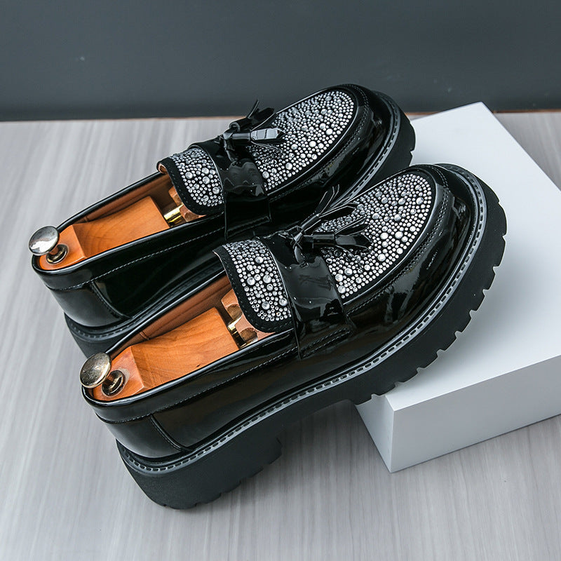 Cross-border new arrivalmencasualfashionlow anklethick soleleather shoesk-stylecontrast colortasselp 3