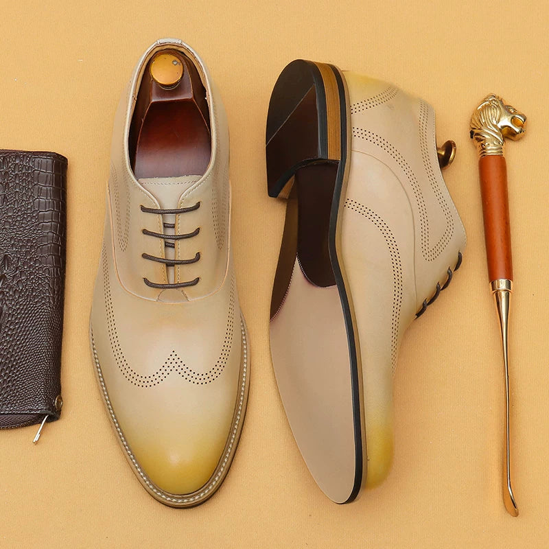 Men's Genuine Leather Leather Shoes, Height Increasing, Business