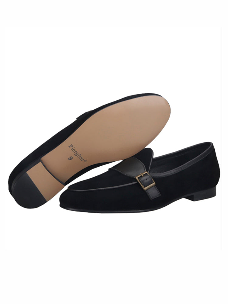 Summer new style breathable nubuck leather men's slip-on lazy shoes European and American style metal buckle casual loafers large size