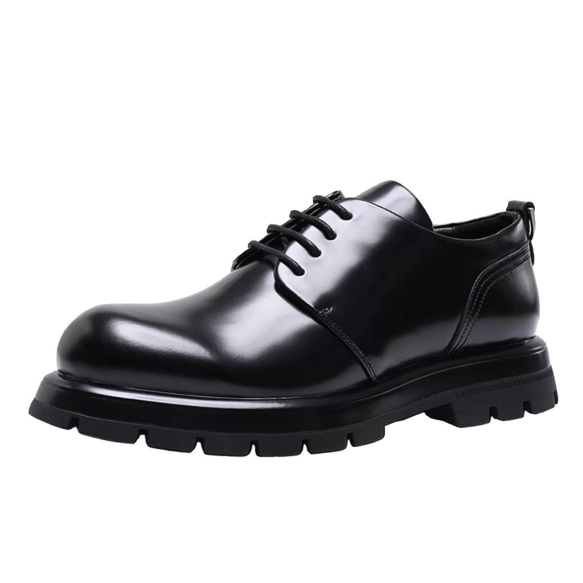 Men's Black Derby Shoes, Height Increasing, Thick Sole
