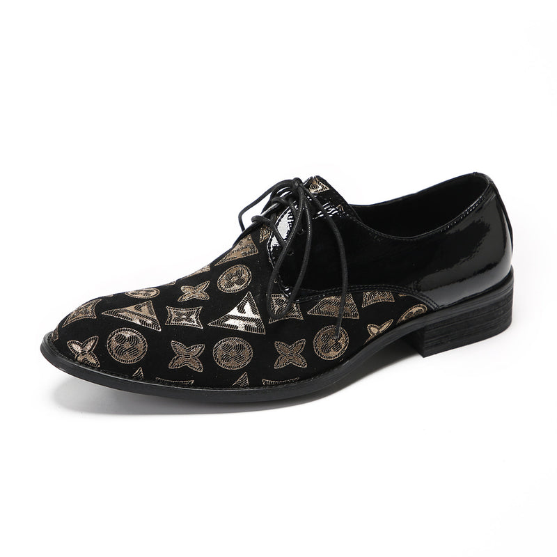 Men's Genuine Leather Derby Formal Shoes, Retro, Business, Style 81