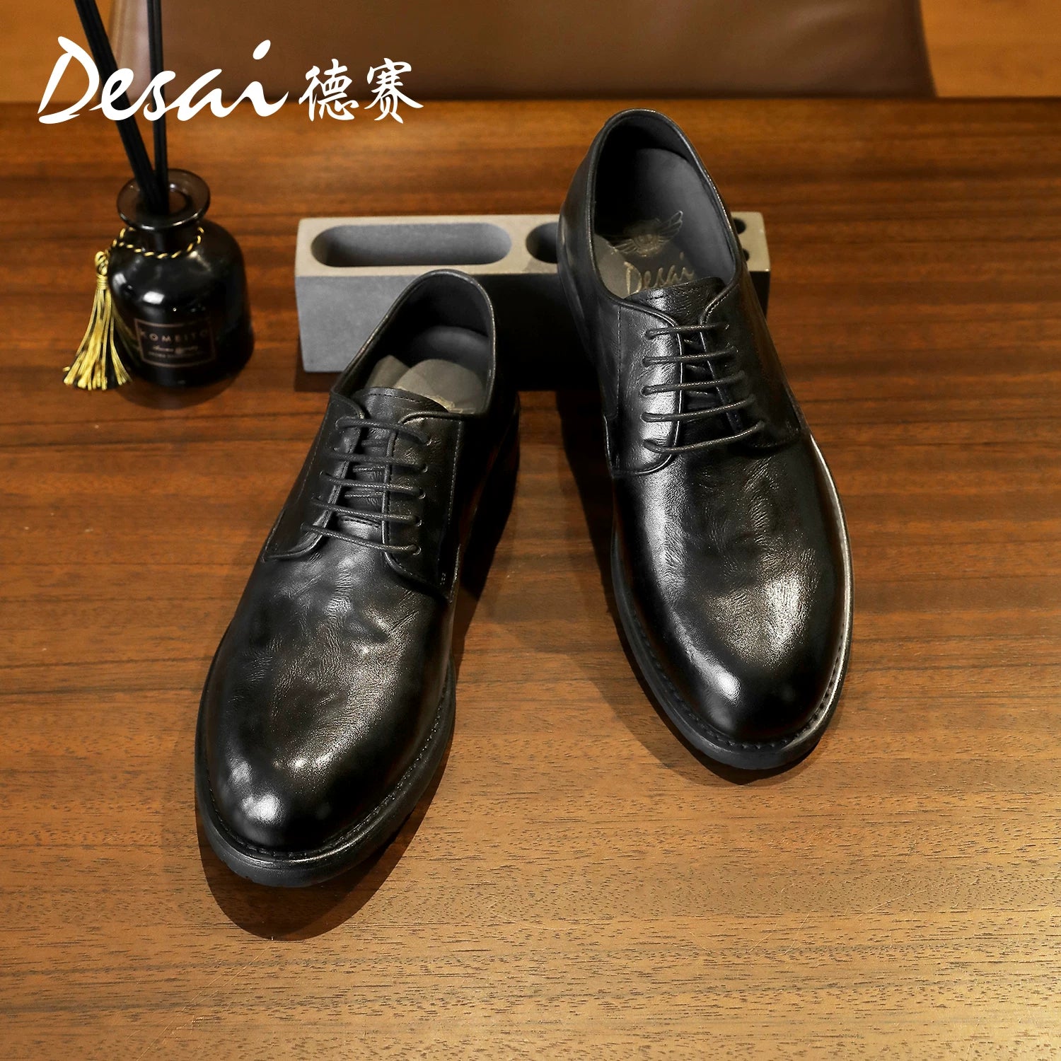 Men's Genuine Leather Derby Shoes, British Style, Business