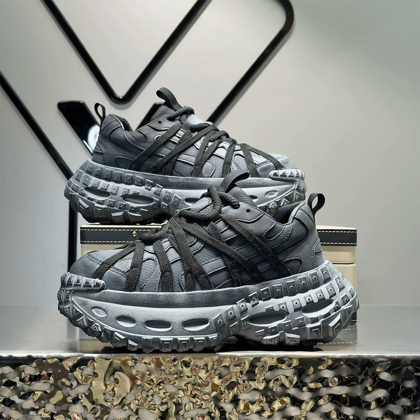 Men's Height-Increasing Platform Breathable Retro Chunky Dad Sneakers