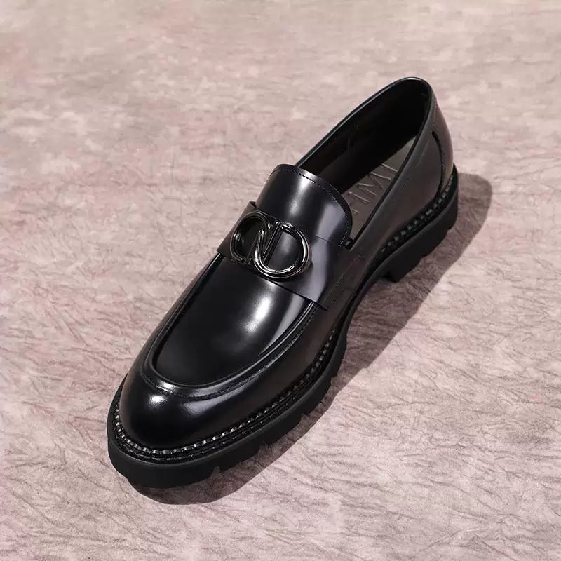 Men's Genuine Leather Loafers, Thick Sole, Breathable