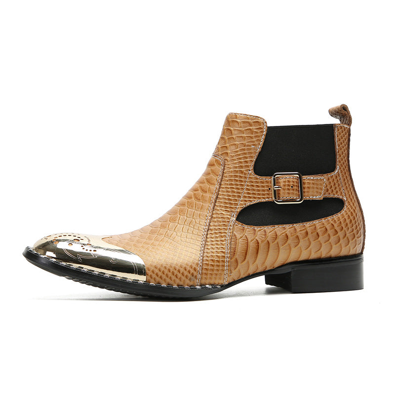 New autumn and winter comfortable cowhide men's shoes Chelsea boots low-cut British style short boots flat-soled Korean style Japanese-style foreign trade shoes