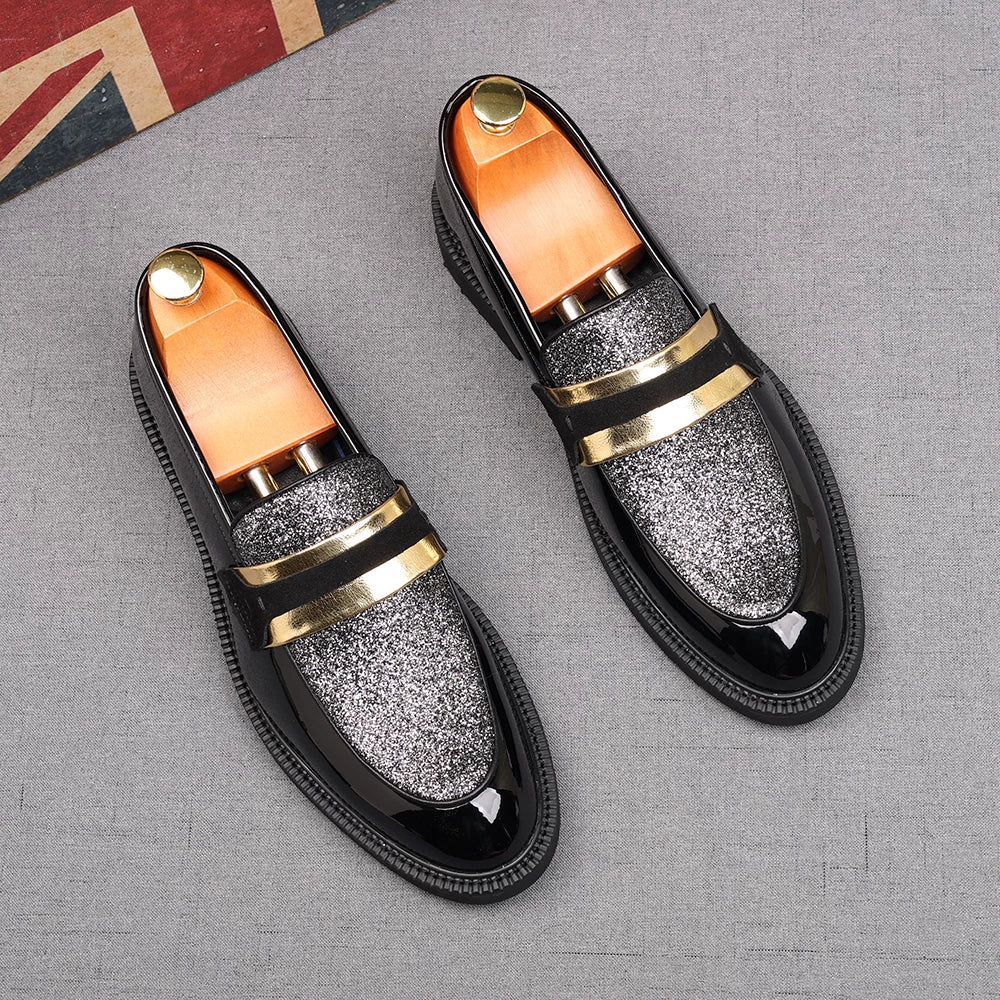 Men's Patent Leather Loafers, Height Increasing, Pointed Toe