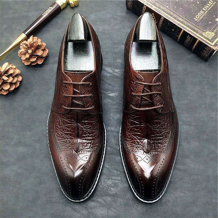 Men's Genuine Leather Oxford Shoes, Breathable, Pointed Toe