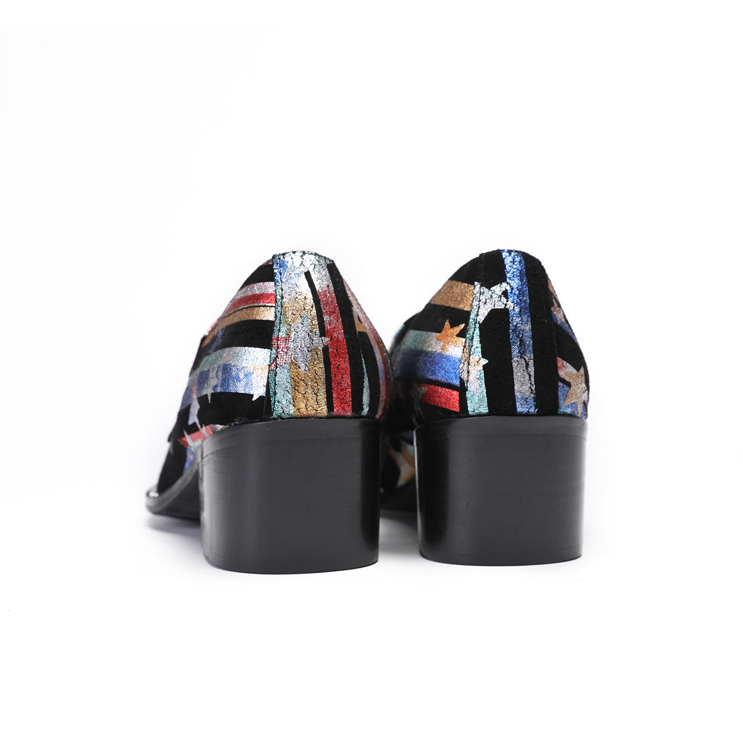 Brock engraved men's shoes color pointed British men's heightening shoes business casual high heels formal leather shoes men