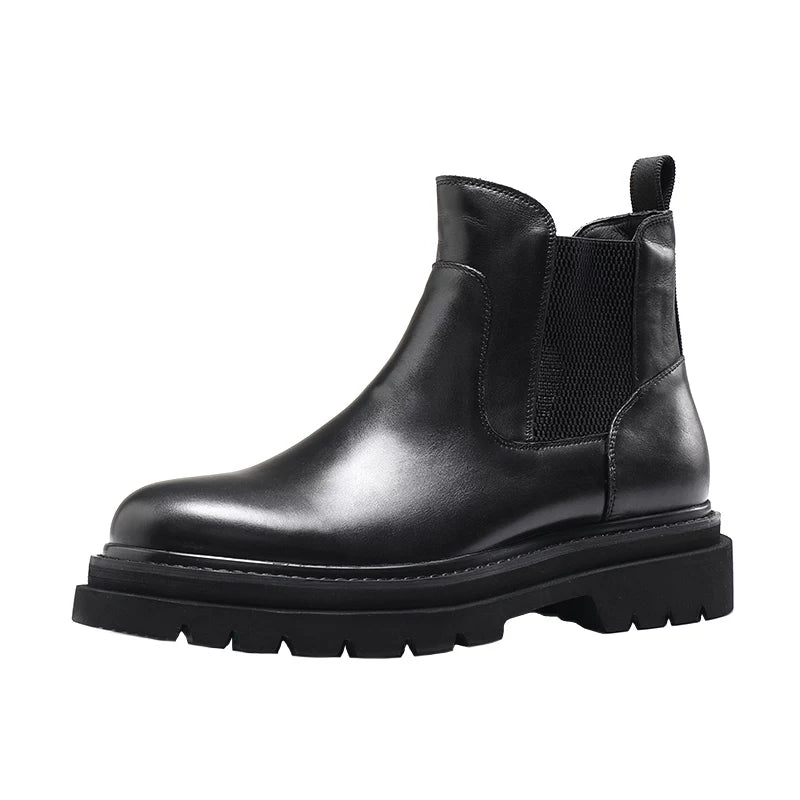 Men's Genuine Leather Chelsea Boots, Height Increasing, Thick Sole
