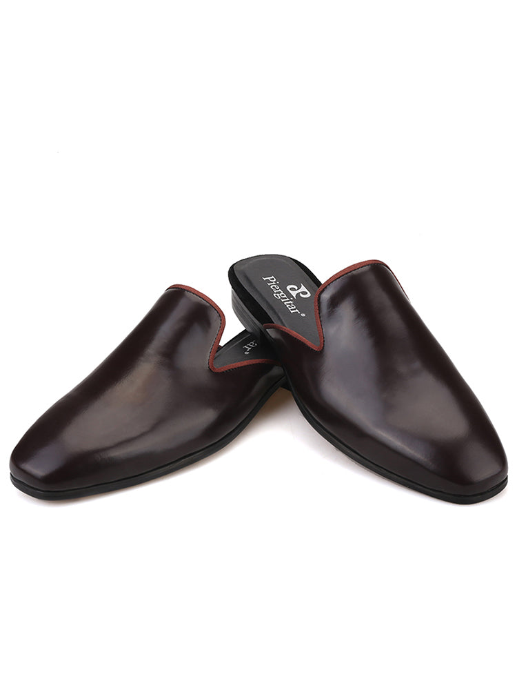 Summer new style cowhide breathable trendy men's Muller slippers European and American style low-heeled smoking slippers party fashion style