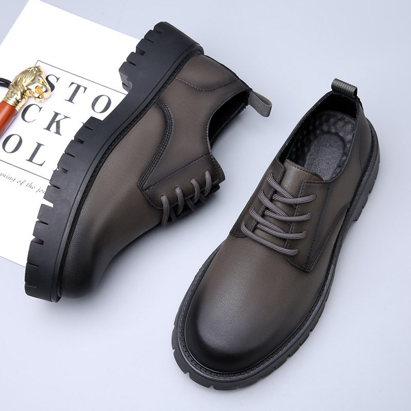 Round toe hidden heel british casualbootslow ankle breathable men's youth workwear trendy k-style bu