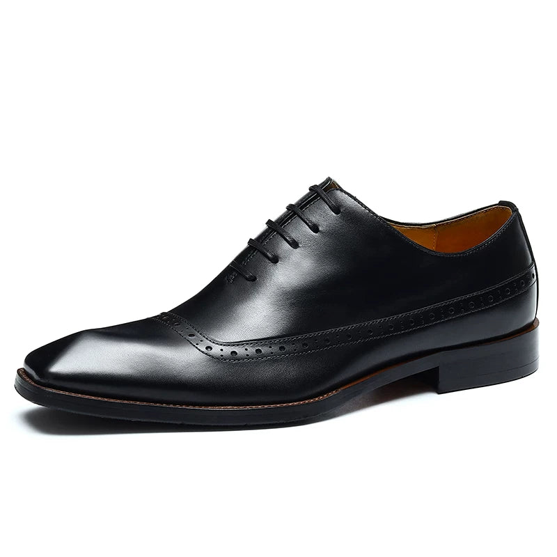 Men's Genuine Leather Leather Shoes, Square Toe, British Style