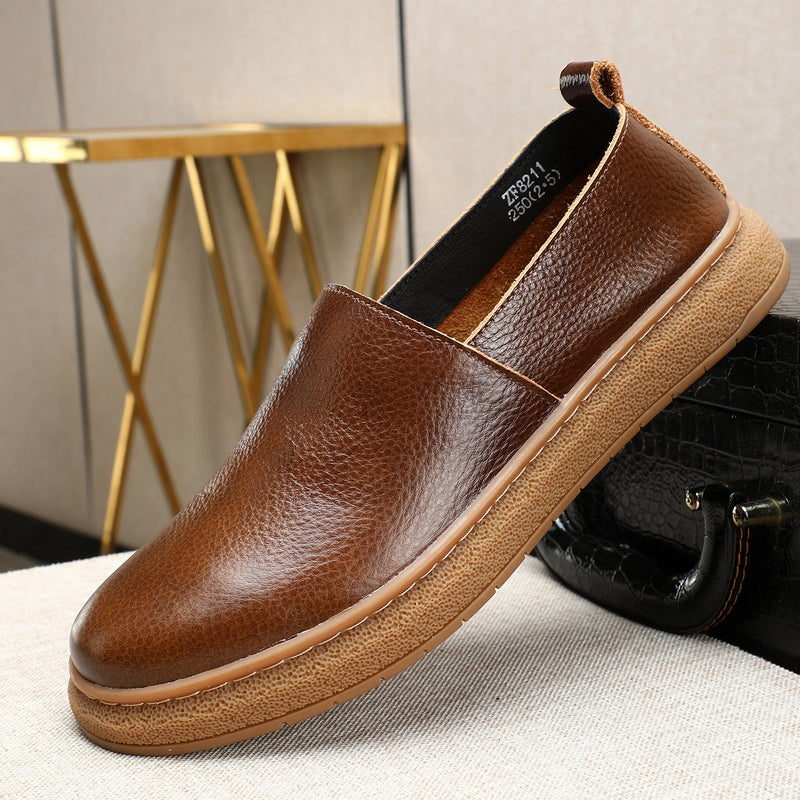 Very comfortable single-layer soft waxed cowhide loafers 2026 summer new arrival slip-on breathable