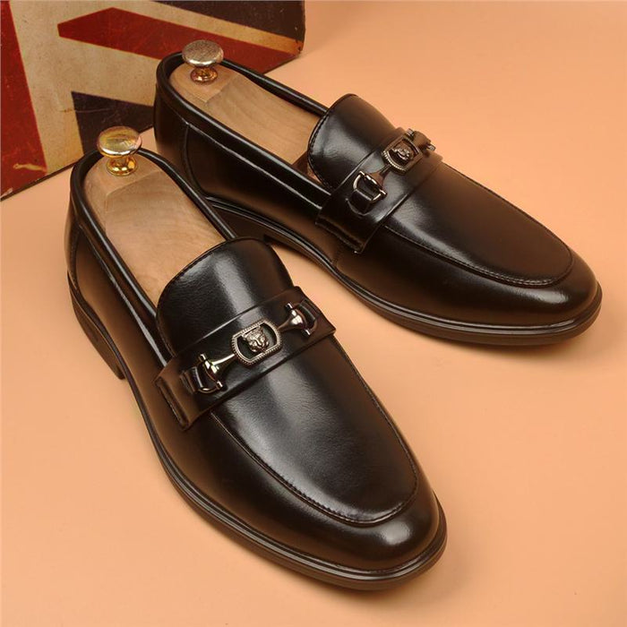2026 new men's business casual shoes pointed toe leather loafers british style wedding shoes soft
