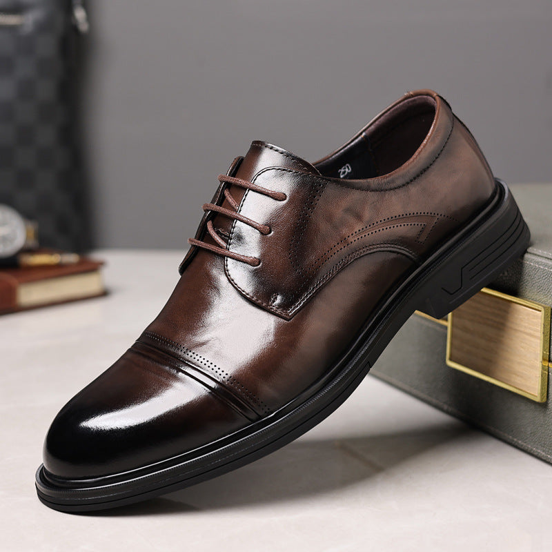 British style wedding groomsmen formal dress shoes - premium derby leather italian business dress shoe