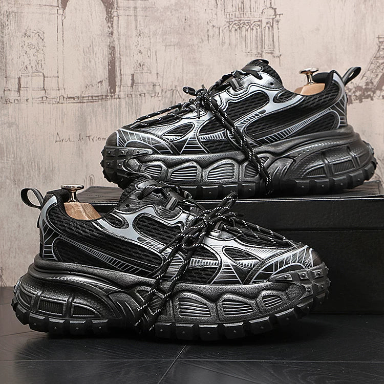 Men's Height-Increasing Mesh Korean Style Retro Distressed Casual Dad Shoes