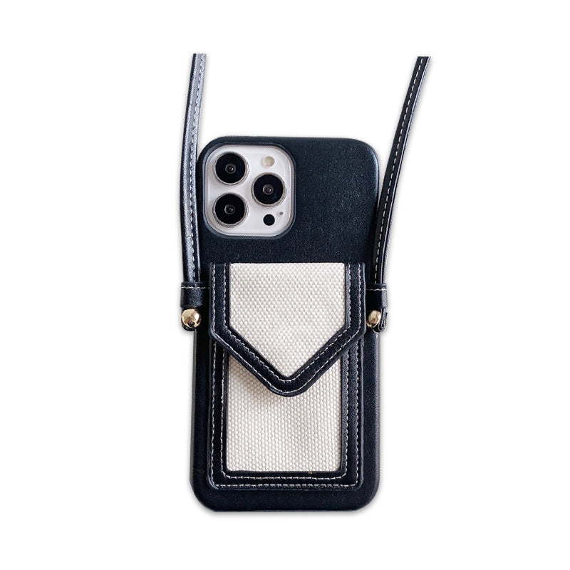 New Apple 12 Series Retro Messenger Card Bag Mobile Phone Case Half Pack Anti-drop Mobile Phone Protection