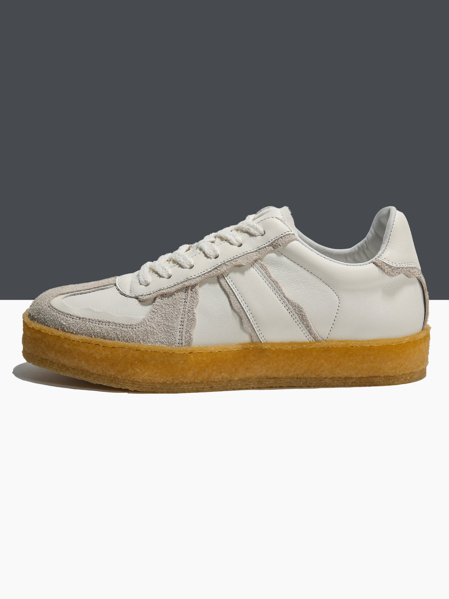 European station 2024 autumn men's fashion sneakers: retro german army trainers, genuine leather, versatile color block design, trendy casual skate shoes