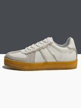 European station 2024 autumn men's fashion sneakers: retro german army trainers, genuine leather, versatile color block design, trendy casual skate shoes